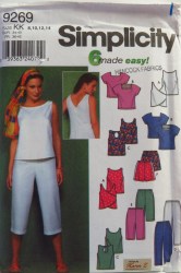 9269 SIMPLICITY 6 EASY SLVS OR NOT TOPS, PANTS, SHORTS PATTERN 8-14 UNCUT